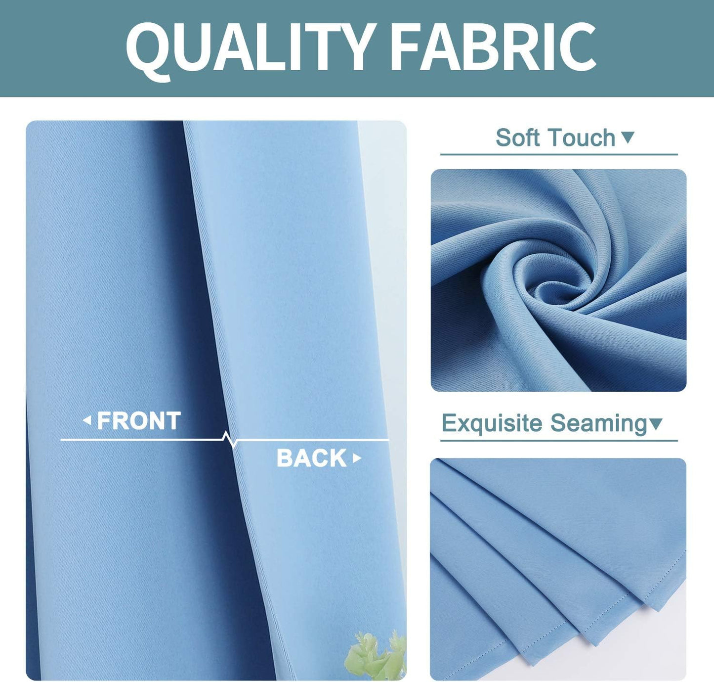 ChrisDowa Blackout Curtains - Thermal Insulated Room Darkening Panels, Sky Blue | 120 Inches Long, 2 Panels Set