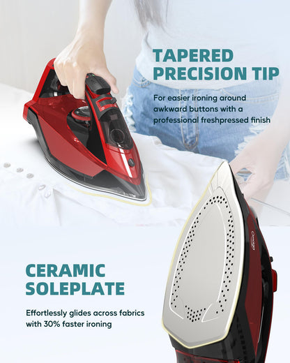 Omaiga 1500W Cordless Iron for Clothes, Wireless Steam Iron with Rapid Heating & Auto Shut Off, for Effective Wrinkle Removal