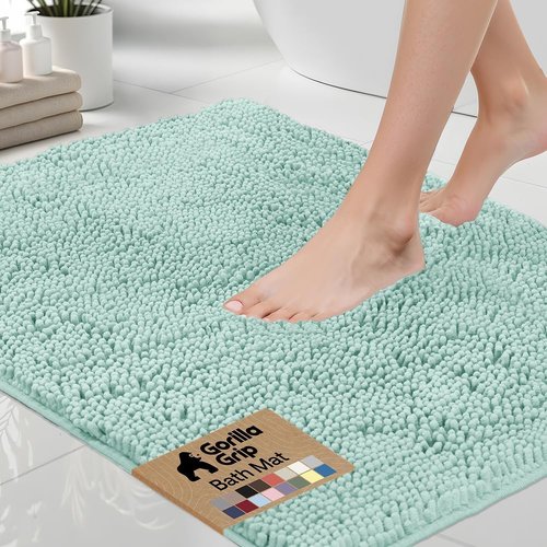 GORILLA GRIP Bath Rug Mat - Soft Absorbent Chenille | Quick-Dry Microfiber | 30x20, Seablue