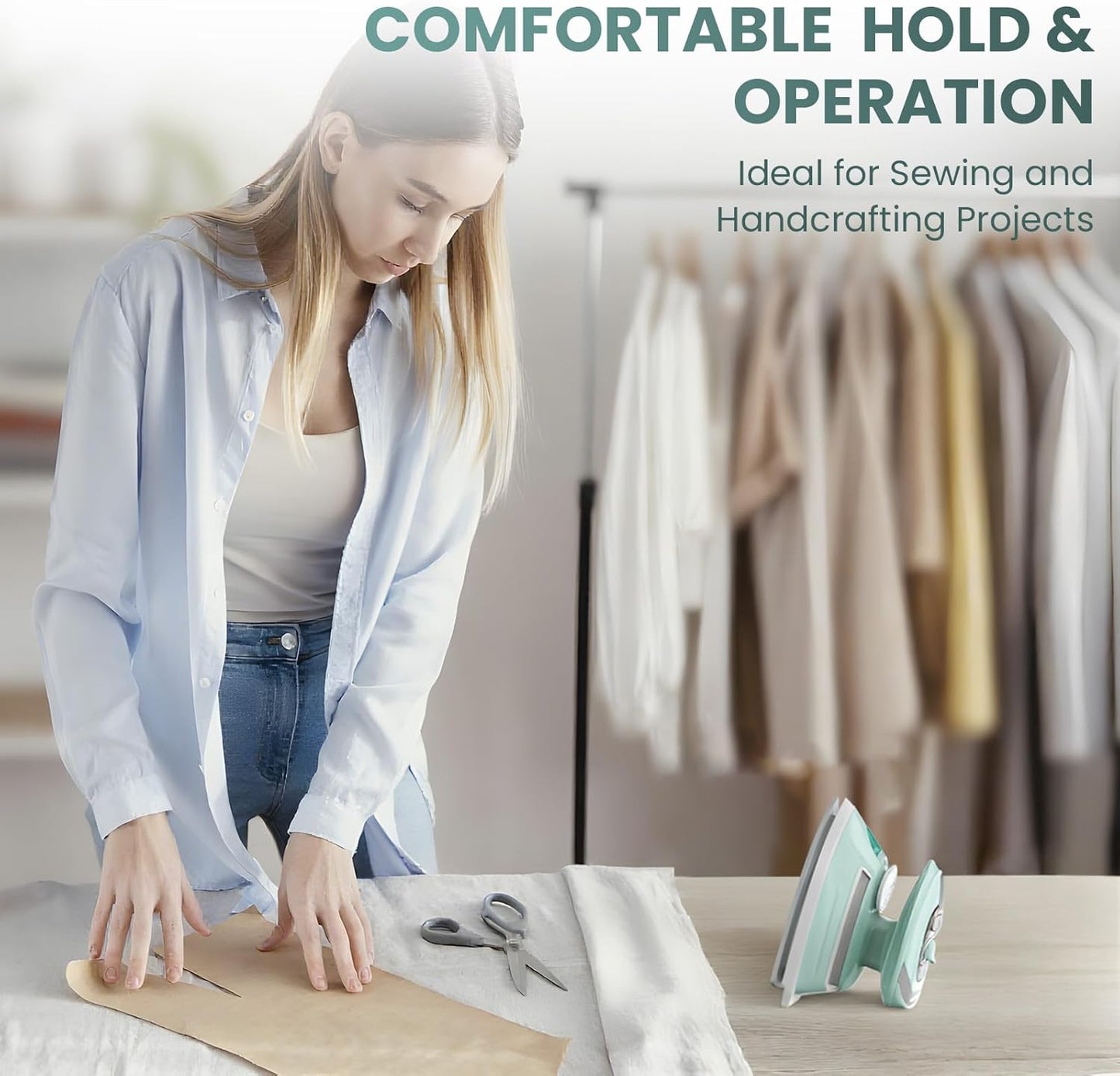 PIOMATIC Mini Travel Steam Iron - Dual Voltage, Temperature Control, Non-Stick Soleplate | Perfect for Sewing & Quilting