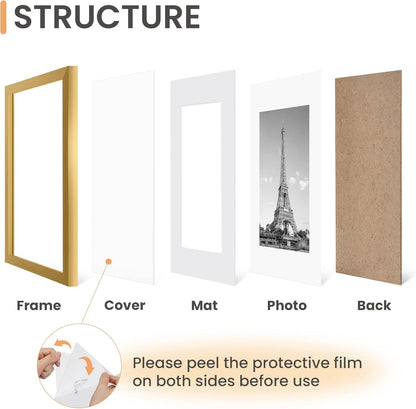 Upsimples 8x10 Picture Frame Set of 5 - Elegant Gold Frames for 5x7 or 8x10 Photos | Perfect Wall Gallery Decor