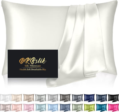 Mulberry Silk Pillowcases by Skiennix - Queen Size for Hair & Skin | Anti-Acne Cooling Ivory Satin with Hidden Zipper