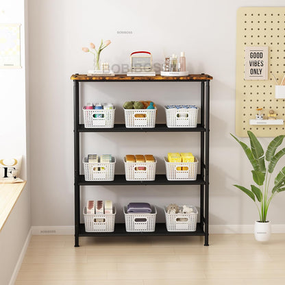White Plastic Storage Baskets - 12 Pack Stackable Bins with Lids for Organizing | Cute Decorative Containers