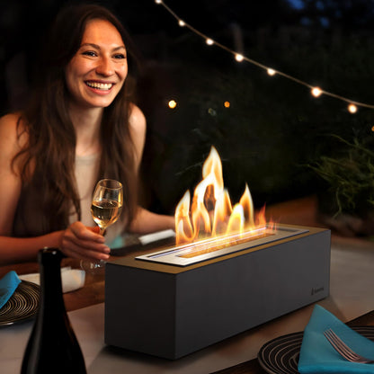 Tabletop Fire Pit - Smores Maker Kit - Outdoor - Portable Ethanol Table Top Firepit - with 4 Roasting Sticks - Gift for Housewarming Home Decor Patio Christmas Birthday Wedding Women - Flammtal