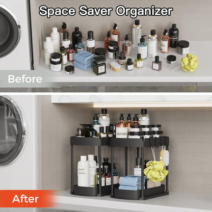Ukeetap Multi-Purpose Pull-Out Storage Organizers - Under Sink & Cabinet Solutions, Black, 12.8 Inches, 2 Packs