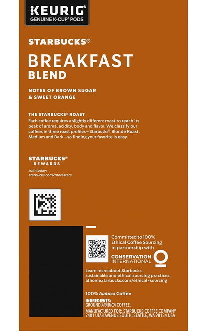 Starbucks Breakfast Blend Coffee K-Cups - Smooth & Flavorful | 72 Count Pack