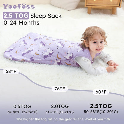 Yoofoss Baby Sleep Sack - 100% Organic Cotton Wearable Blanket for 6-12 Months | TOG 2.5, Warm & Comfy