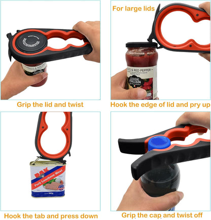 Skiennix 5-in-1 Jar Opener - Rubber Gripper Pad for Seniors with Arthritis | Easy to Use