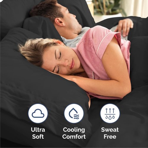 Cal King Size 4-Piece Sheet Set - Ultra-Soft, Cooling & Breathable Bedding - Hotel Luxury Quality - Deep Pockets, Wrinkle-Free - Oeko-Tex Certified - Black