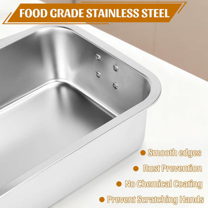 Skiennix 4-Inch Extra Deep Lasagna Pan - 7.4QT Stainless Steel Nonstick Baking Dish with Lid & Handles | 14x10.6x4 IN