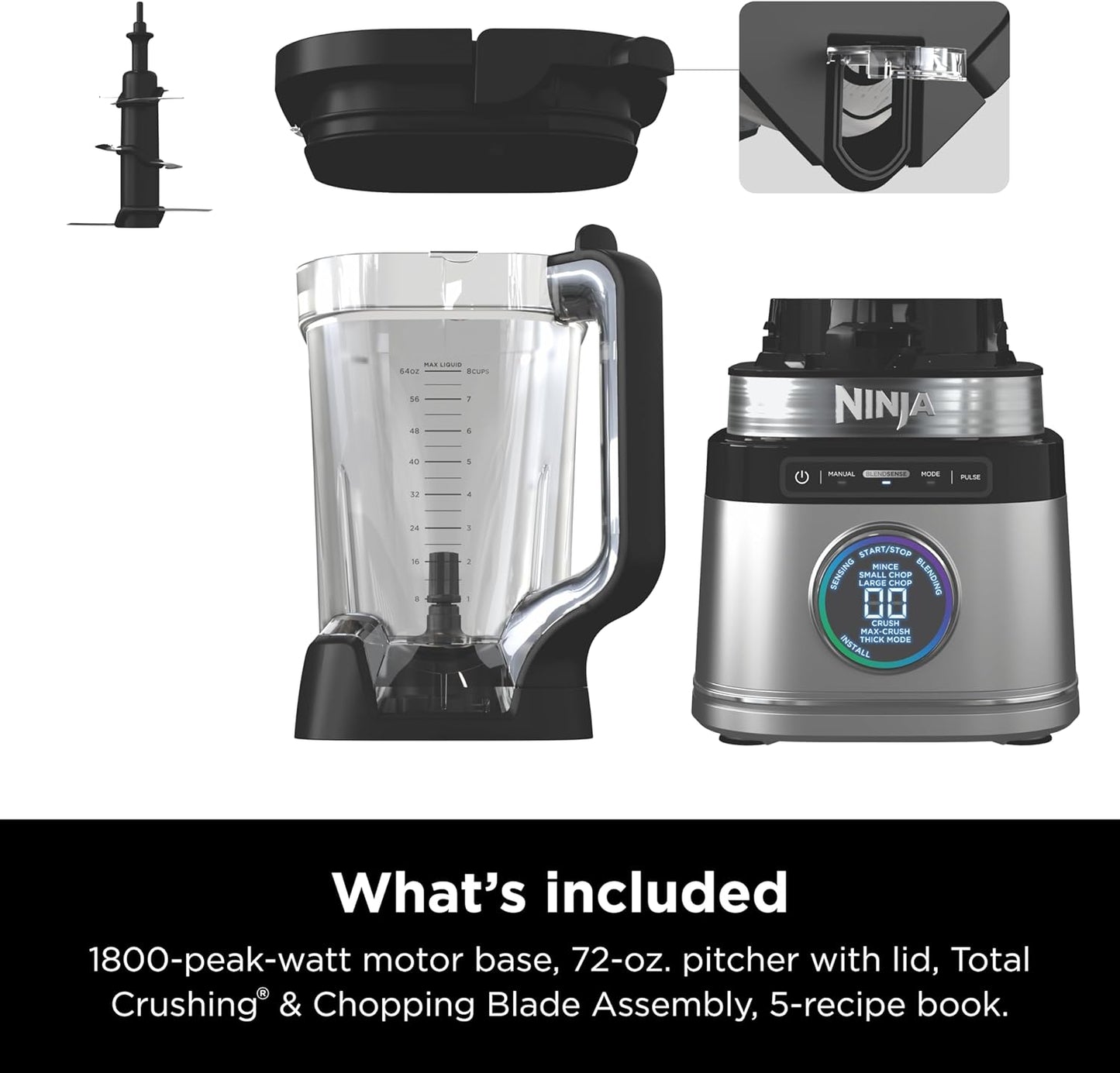 Ninja Blender - 1800 Watt Full Size Pitcher for Smoothies, Shakes & Frozen Drinks | 72 oz | Black