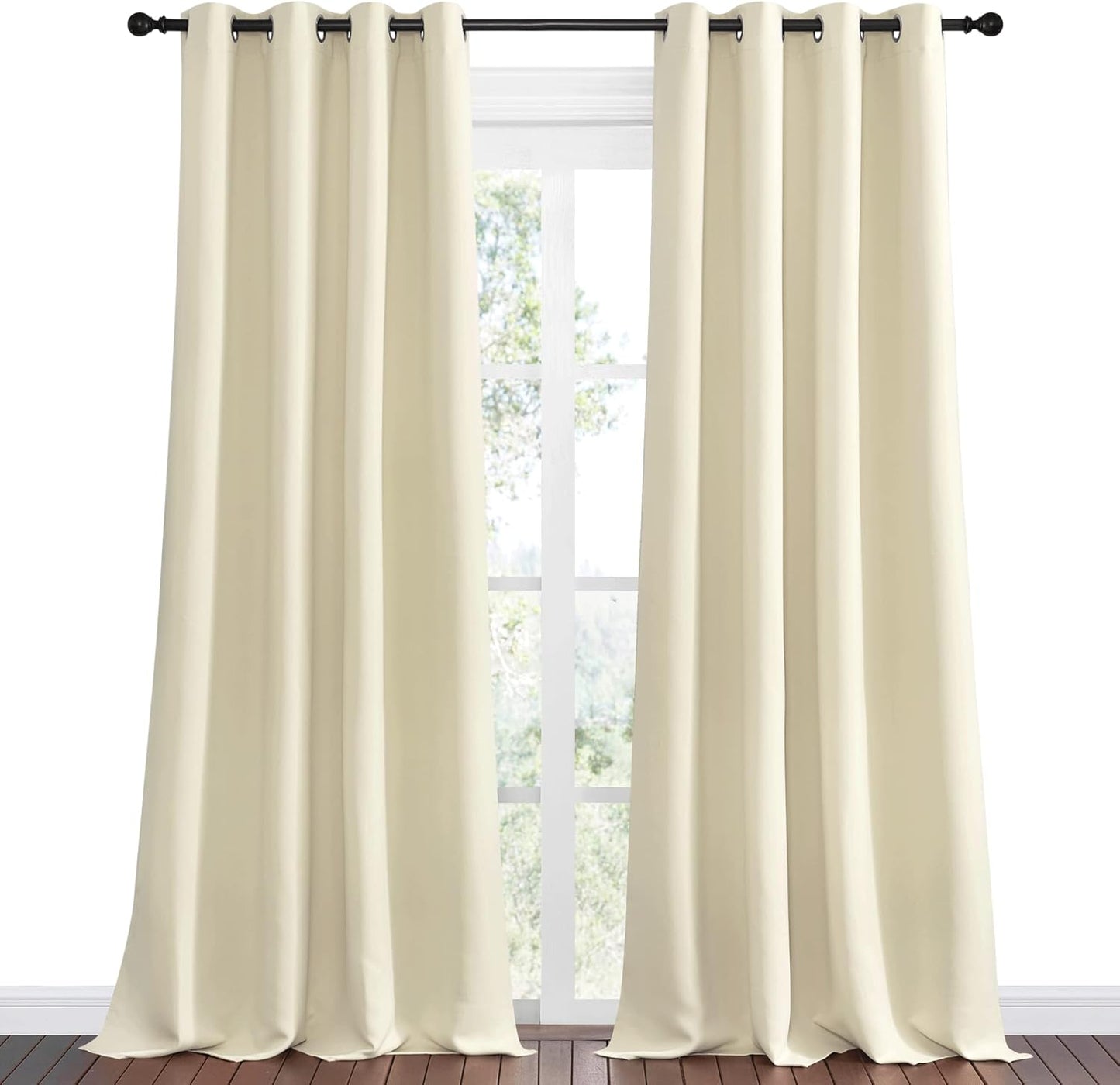 NICETOWN Room Darkening Curtains - Beige 96" Long Drape Panels for Total Privacy | Set of 2 (55" Wide)