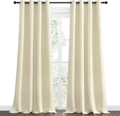 NICETOWN Room Darkening Curtains - Beige 96" Long Drape Panels for Total Privacy | Set of 2 (55" Wide)