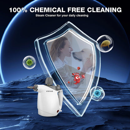 TICYACK Handheld Steam Cleaner - 16 PCS Accessories & Safety Lock - 500ML Capacity for Multi-Surface Deep Cleaning