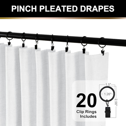 Skiennix 100% Blackout Curtains - Thermal Insulated Faux Linen | 84" Length, 2 Panels, Bright White