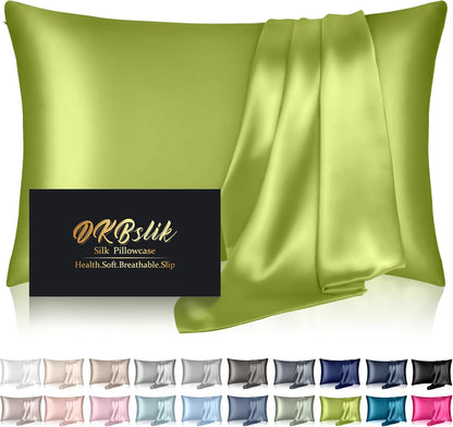Mulberry Silk Pillowcases - Standard Size Silk Pillowcase for Hair & Skin | Olive Green with Zipper