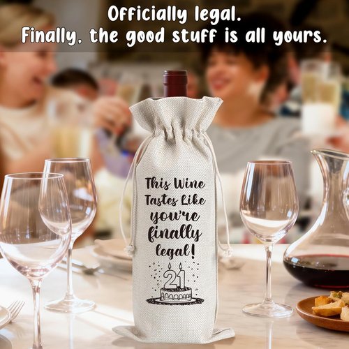 Funny 21st Birthday Gifts for Her Him, 21 Years Old Birthday Party Decorations Wine Bag Gifts, Happy 21st Birthday Decor for Daughter Son Friends