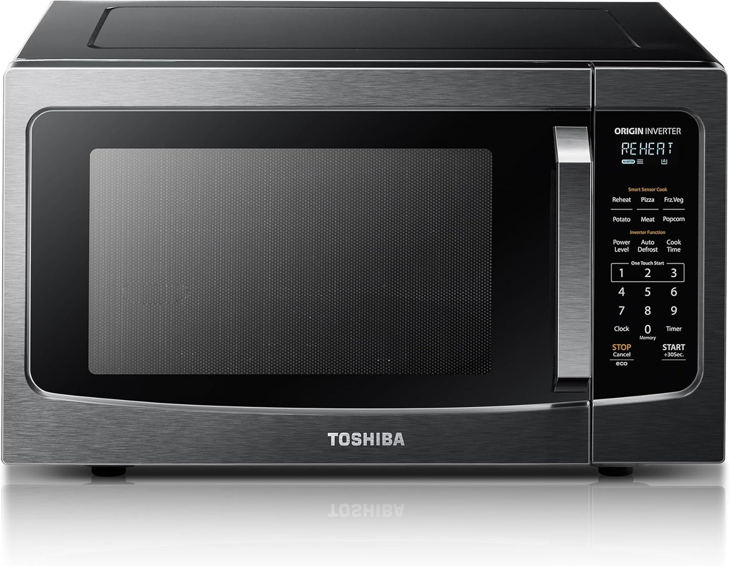 TOSHIBA Countertop Microwave Oven - Inverter Technology & Smart Sensor | 1.6 Cu.ft, Black Stainless Steel