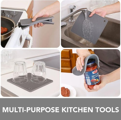 Joyhalo Silicone Trivets for Hot Dishes - Flexible Kitchen Hot Pads & Pot Holders, Easy to Clean, Grey