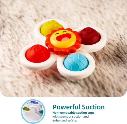 LiKee Fidget Rotating Sensory Bath Toys - Strong Suction Cups for Travel & Play | Ideal for 10+ Months
