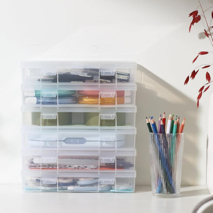Novelinks Plastic Small Storage Bins - Stackable Clear Containers with Lids for Organizing (9 Pack)