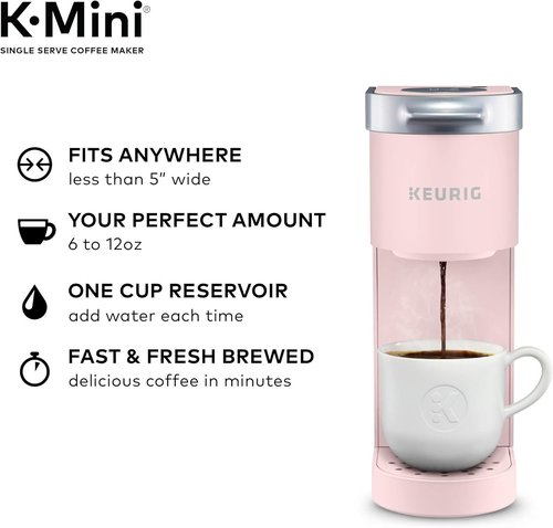 Keurig K-Mini Coffee Maker - Compact Single Serve K-Cup Pod Brewer | 6 to 12oz, Dusty Rose Finish