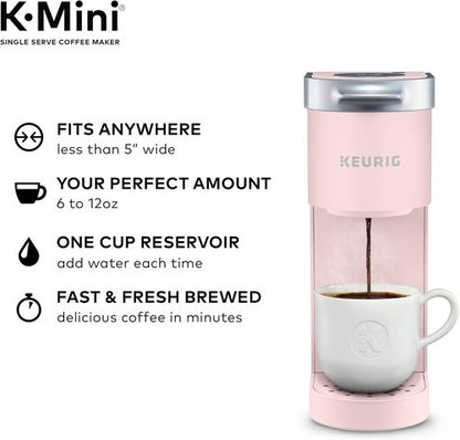 Keurig K-Mini Coffee Maker - Compact Single Serve K-Cup Pod Brewer | 6 to 12oz, Dusty Rose Finish