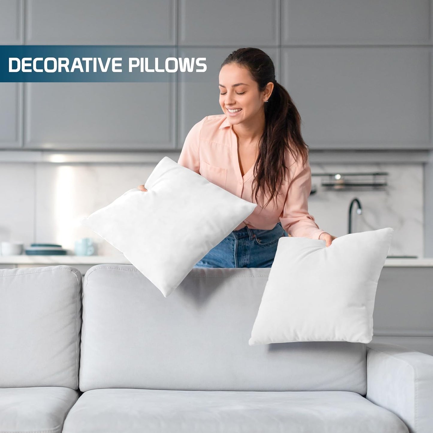 Utopia Bedding Throw Pillows - Set of 4 Fluffy Down Alternative Cushions | 16 x 16 Inches, White