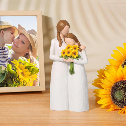Sunflower Mother Daughter Figurines - Hand-Painted Gifts for Mom | Perfect for Mother's Day, Birthdays & Holidays