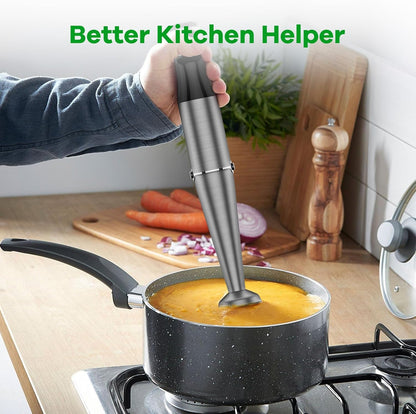 Turelar Immersion Blender - 1100W Handheld Stick Blender Set with Variable Speed, Chopper & Whisk - Black