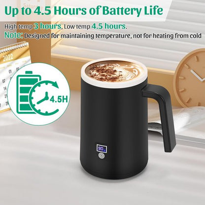 AZFUNN Self Heating Coffee Mug Temperature Control Smart Mug Electric Coffee Cup with 4.5 Hour Battery Life, Temperature Display, 122℉/140℉, Auto Shut Off, 13oz
