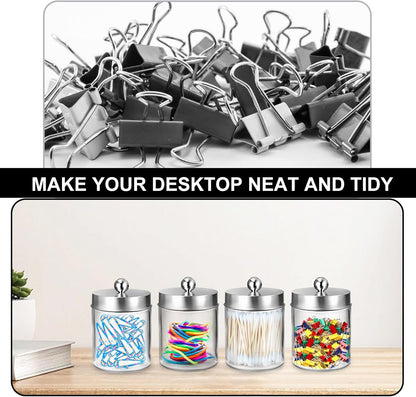 Qtip Holder Set by [Brand Name] - Clear Plastic Apothecary Jars with Lids for Cotton Swabs | 4 Pack