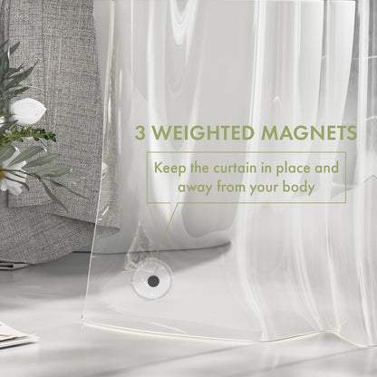AmazerBath Shower Curtain Liner - Waterproof Clear PEVA with 3 Magnets & 12 Rustproof Grommets | 72x72 Inches