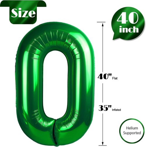 Green Number Balloons by [Brand Name] - 40 Inch 0 Number Balloons for Birthday & St. Patrick's Day Celebrations