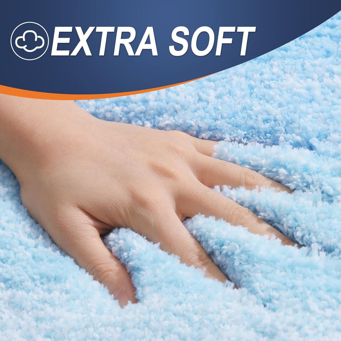 OLANLY Large Bath Rugs - Extra Soft Microfiber with Rubber Backing | Quick Dry, Machine Washable, Sky Blue 45x27