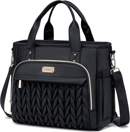 Weitars Insulated Lunch Bag - Leak-Proof Extra Large Tote with Removable Shoulder Strap & Side Pockets | Black