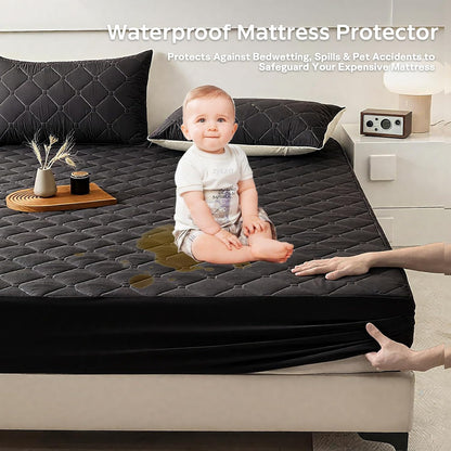 Skiennix Waterproof Twin Mattress Protector - Lab Tested Leakproof, Oeko-TEX Certified, Breathable & Noiseless, 18" Deep Pocket, Machine Washable | Black