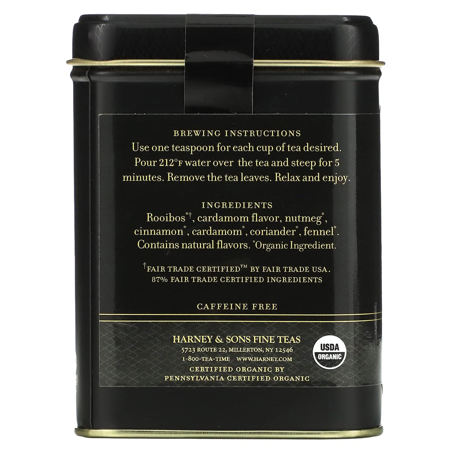 Harney & Sons Organic Rooibos Chai, Herbal Tea, Caffeine Free , 4 oz (112 g)