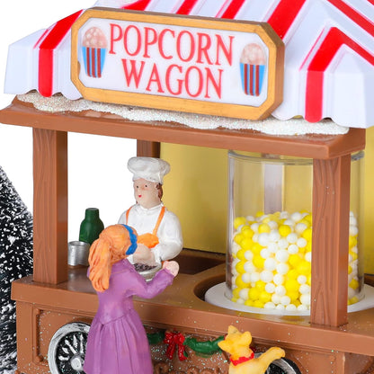 Regine Switzerland Christmas Village Collectible House - Popcorn House with LED Light & Music | Indoor Xmas Decor
