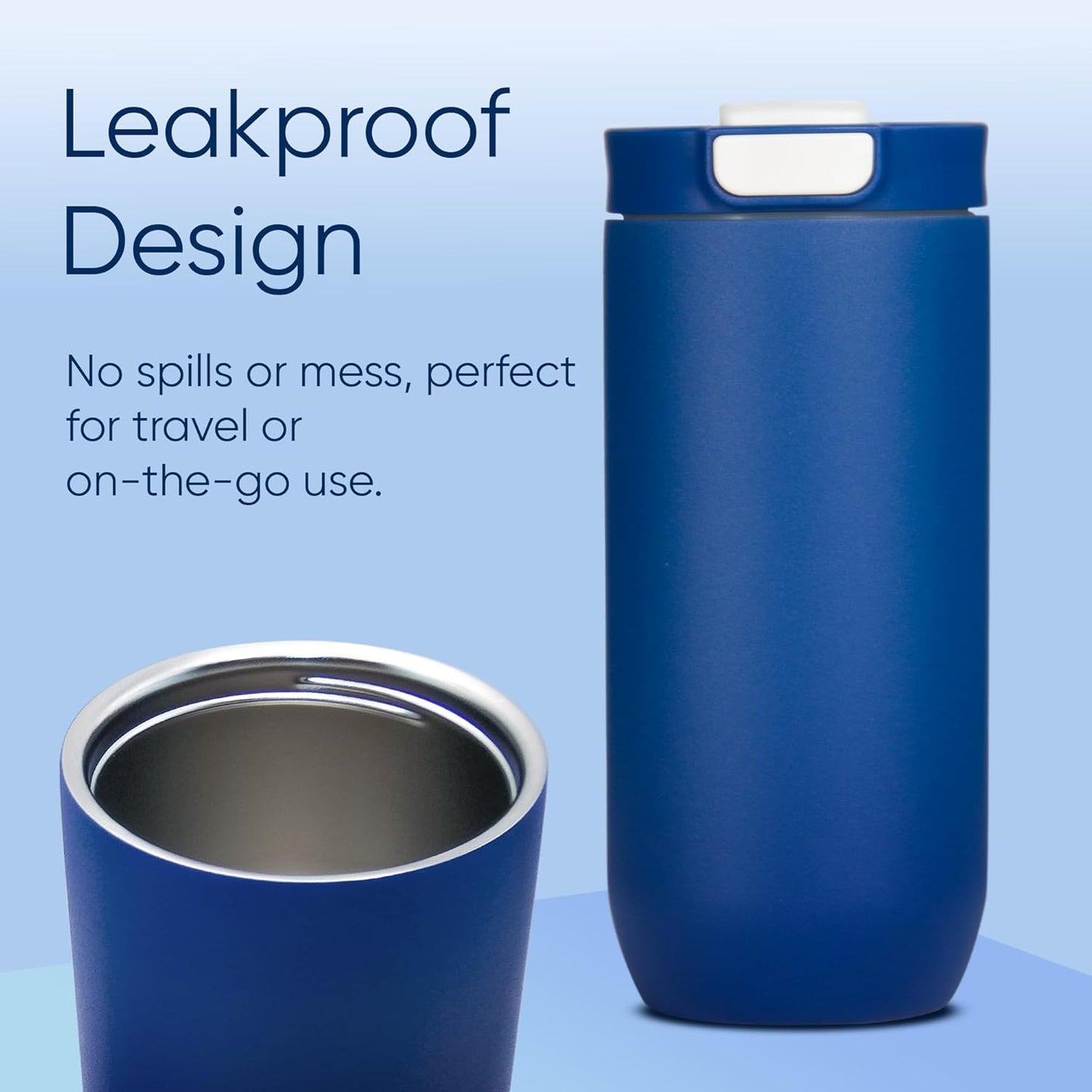 Skiennix Insulated Stainless Steel Coffee Tumbler - 16.9 oz, Double-Wall, Leakproof, BPA Free | Navy