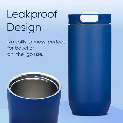 Skiennix Insulated Stainless Steel Coffee Tumbler - 16.9 oz, Double-Wall, Leakproof, BPA Free | Navy