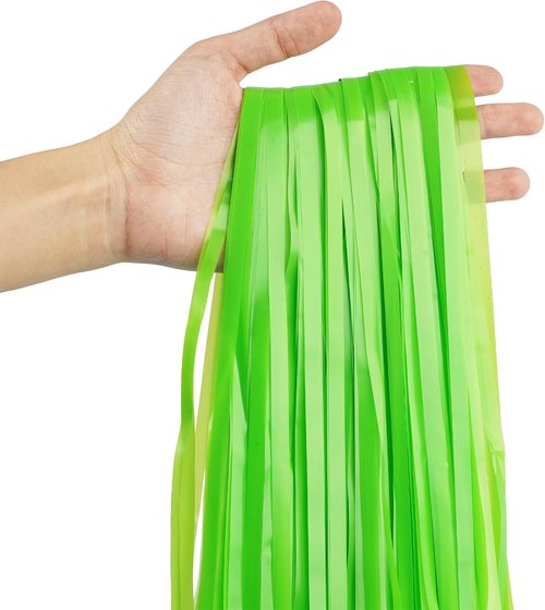 GREATRIL Tinsel Curtain Backdrop - Lime Green Streamers for St. Patrick's Day | 3.2ft X 8.2ft - 2 Packs