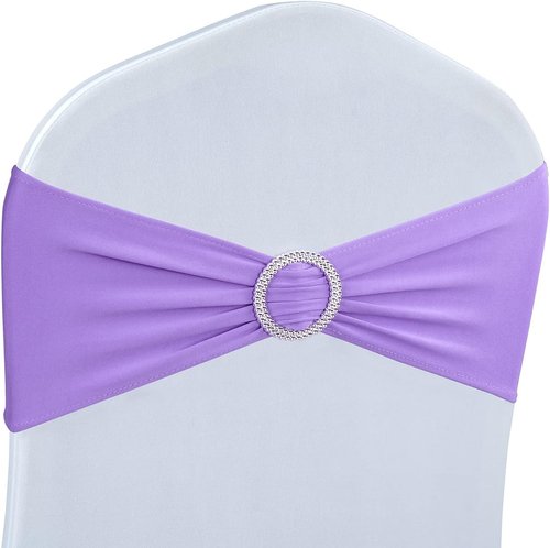Babenest Spandex Chair Sashes - 100PCS Premium Stretch Covers with Buckle Slider for Weddings & Events | Purple