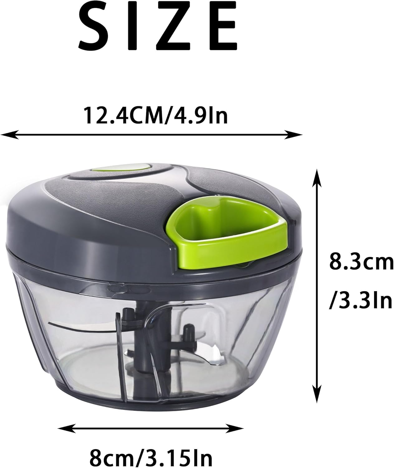 Ourokhome Manual Food Processor - Portable Vegetable Chopper & Garlic Mincer | 500ml, Grey