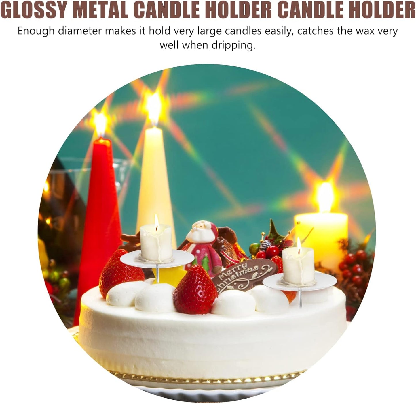 Skiennix Metal Round Candle Holders - 10PCS Silver Spike Plates for Weddings & DIY Decor