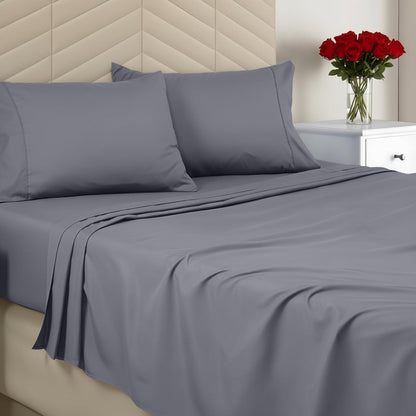 Utopia Bedding Queen Sheet Set - Ultra Soft Brushed Microfiber - Deep Pocket, Wrinkle & Fade Resistant - Grey