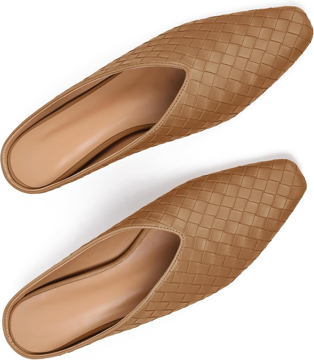 Woven Mules for Women Slip on Comfortabke Metallic Slides Ladies Trendy Square Toe Hidden Wedge Mules