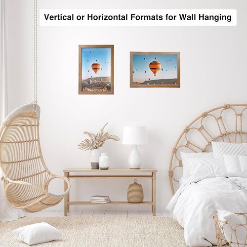 JCJMY 9x12 Rustic Brown Picture Frame - Versatile Wall Mounting for Horizontal or Vertical Display