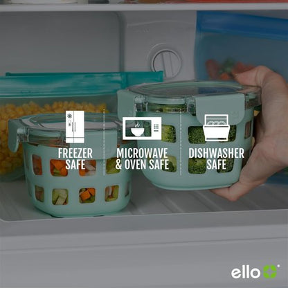 Ello Duraglass Glass Meal Prep Sets - Leak-Proof Food Storage Containers | Airtight BPA-Free Lids, Safe for Dishwasher, Microwave & Freezer
