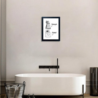 Boswaydeco Kids Bathroom Decor - Cute Black and White Wall Art Print | Funny Toilet Paper & Toothbrush Design